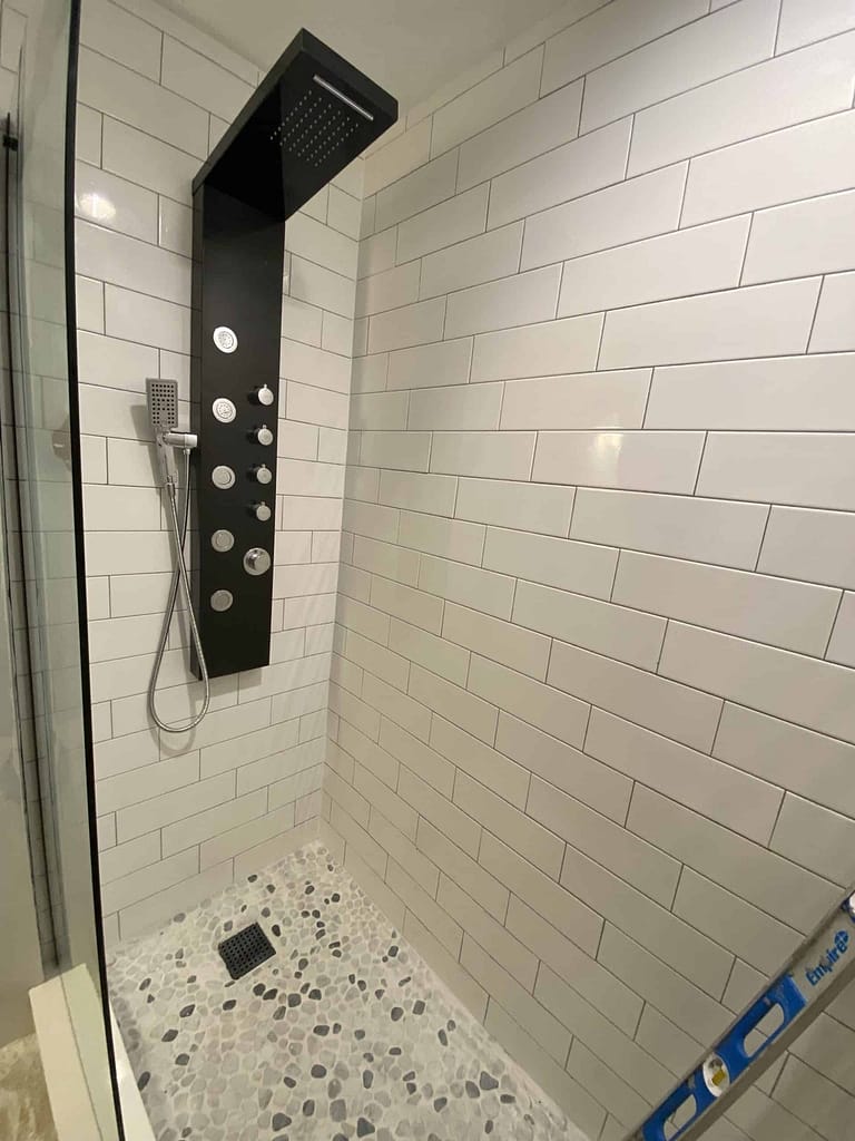 Bathroom remodeling company tub to walk in shower project gallery Alexandria, VA.