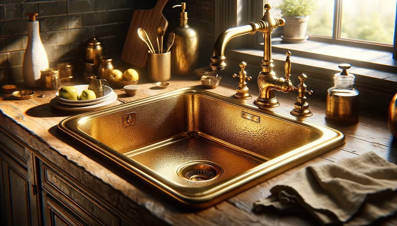 Brass kitchen sink