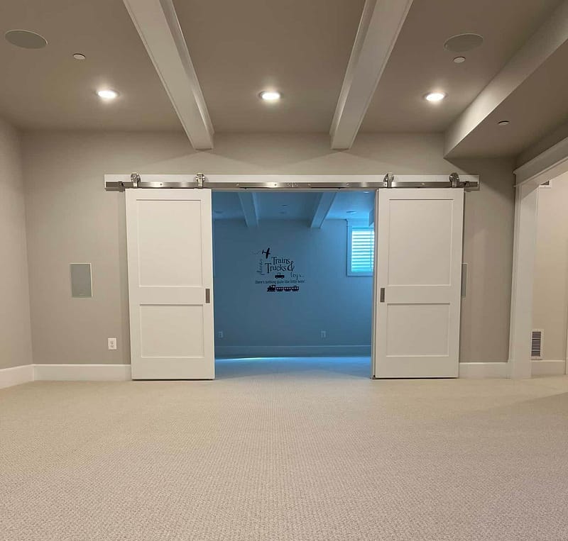 Basement remodeling company completed basement renovation project.